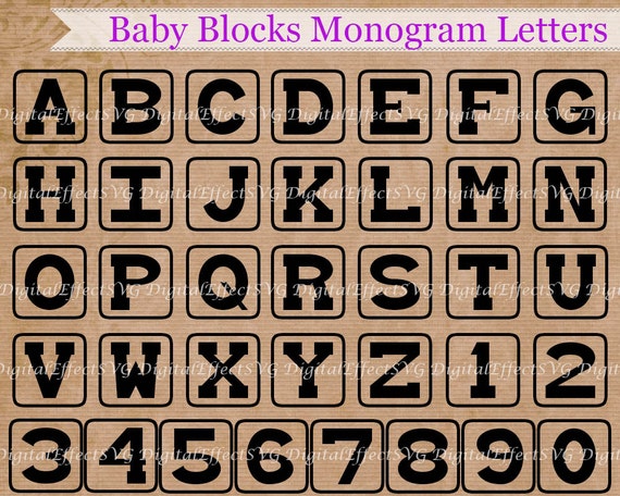 Download BLOCK LETTERS Monogram Svg Dxf EpsPng Files Baby Blocks