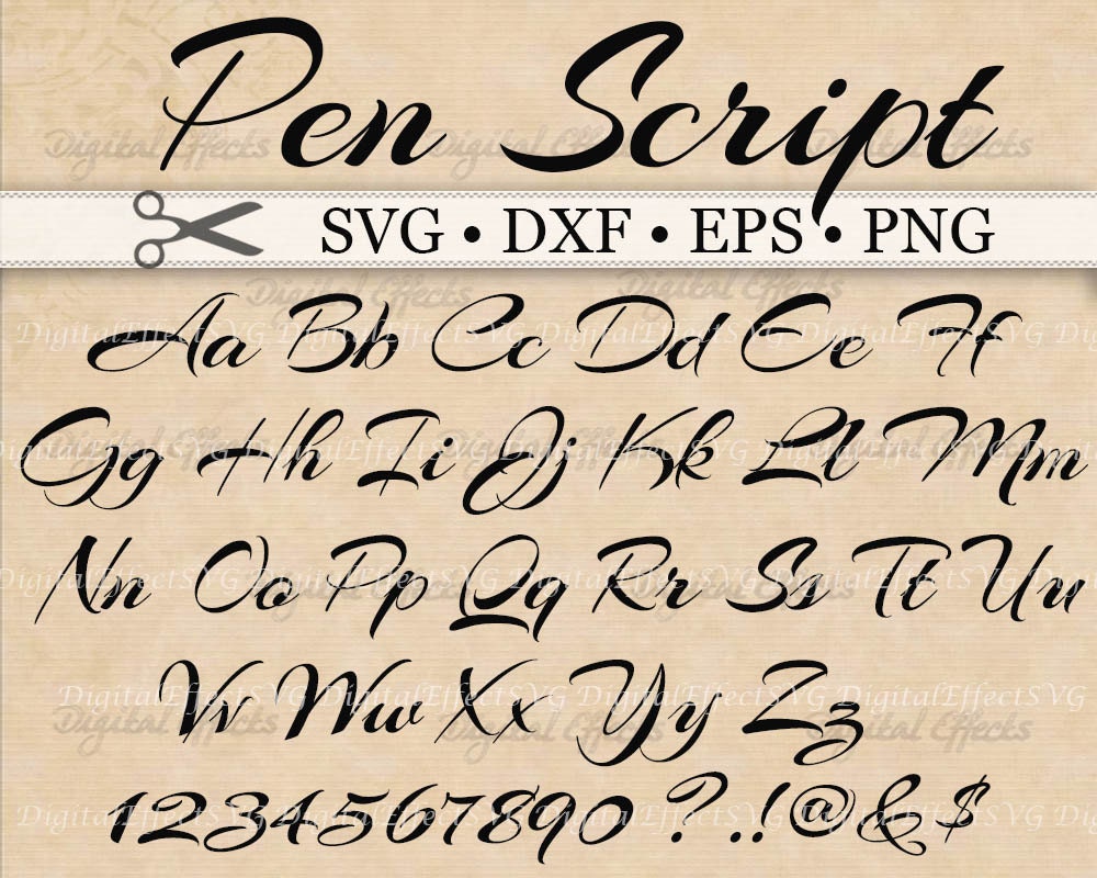 Free Pen Script Font - Hand Written Brush Pen Alphabet Black Stock ...