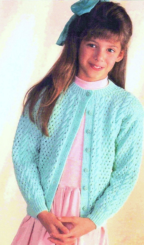 Girls Cardigan Knitting Pattern. PDF Instant Download. from ...