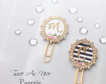 MADE TO ORDER Glitter Initial Planner Clip, Page Maker, Bookmark (improved version)