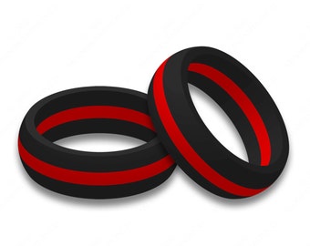 thin red line firefighter silicone wedding ring band heat resistant on duty safety approved active - Firefighter Wedding Rings thin red line firefighter silicone wedding ring band heat resistant on duty safety approved active - Firefighter Wedding Rings