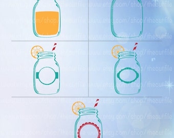 Mason jar svg, set of jars, monogram frames, lemonade jar, sweet tea, vector clip art, summer svgs, southern svg