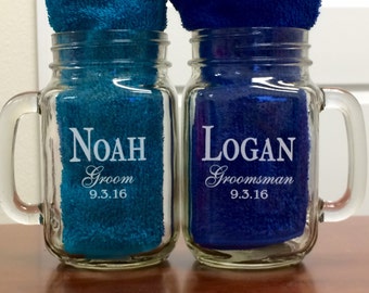 Unique Engraved Groomsmen Gifts, Engraved Glass Beer Mug, 7 Beer Groomsmen Gifts, Groomsmen Mugs, Groomsmen Gift Ideas, Groomsmen Mason Jars