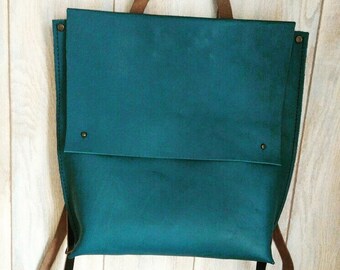 Leather backpack "Aquamarine"
