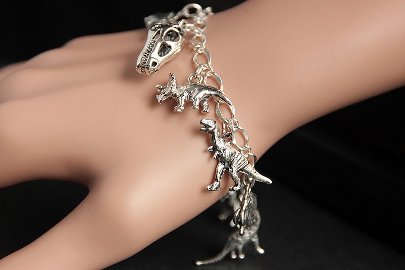 Dinosaur Bracelet. Paleontology Charm Bracelet. Dinosaur Lover