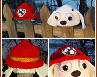 Paw Patrol Marshall Inspired Costume, Puppy Hat, Halloween Costume, Pretend Play, Dress Up, Back to School, Winter Wear, Kids Hats