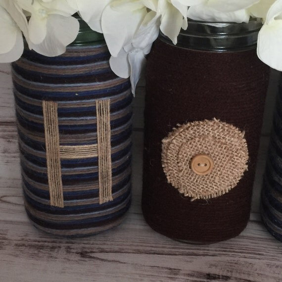 Home Yarn Wrapped Jars Yarn Jars Yarn Centerpieces Cottage