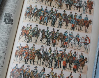 1925 the cavalry from a french dictionary Larousse page former Larousse 1925 - Page Larousse 20X29cm old /Affiche
