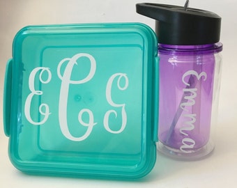 Personalized Lunch Kit Set - Easter Basket Gift for Kids - Sandwich box and drink bottle set - School lunch set