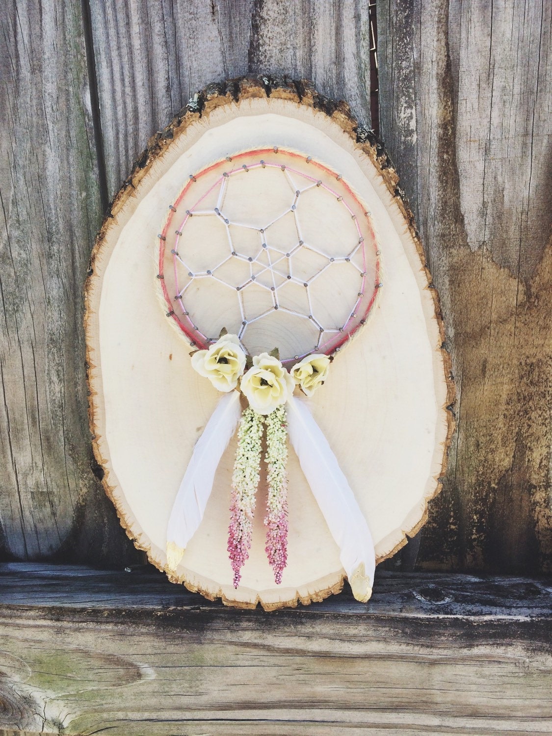 Pink and Gold Dream Catcher String Art