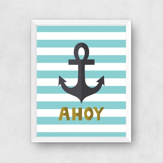 Ahoy Anchor Print Digital Print Instant by BethKateDesigns on Etsy