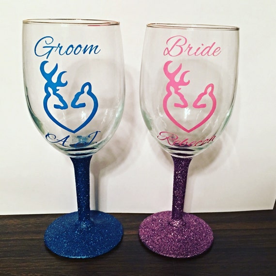 Custom Bride and Groom Wine Glasses by CustomCraftCorner16 on Etsy