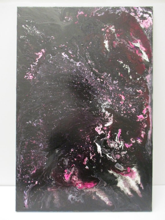 Pink and Black Wall Art Original Abstract by naptimedesignco