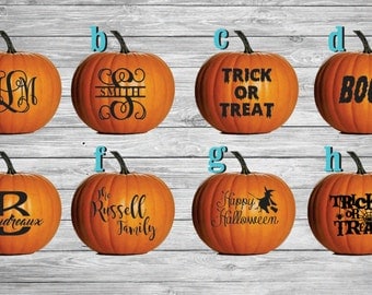 Monogram Pumpkin Decals, Jack-O-Lantern Decals, DIY Pumpkin Vinyl, Halloween decals