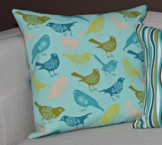 Outdoor Decorative Pillow Cover Seafoam Green Blue Yellow