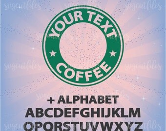 Customizable Coffee Logo with Alphabet - SVG Cutting and Print File - Cricut, Silhouette Studio cutting file, Instant Download