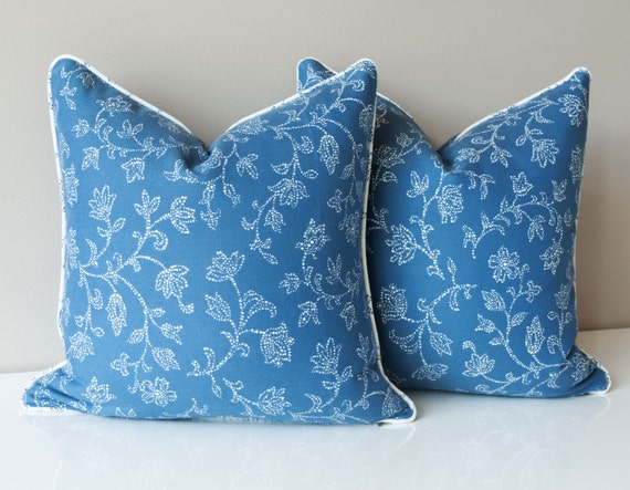 Laura Ashley Pillow Cover Blue Throw Pillow Cover Chambray   Il 570xN.1072384283 76er 