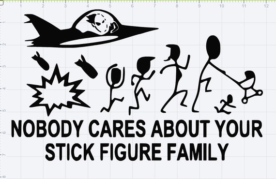 Alien Stick Figure Nobody Cares SVG EPS DXF Studio3 Cut File