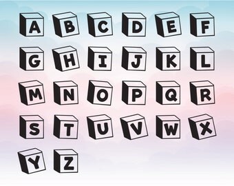3D blocks vinyl letters, toy SVG font, Vector alphabet for cutting machines, Silhouette letters, Cricut design font, Svg, Dxf, Png, Eps