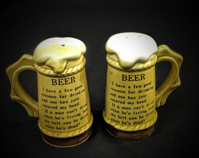 Vintage Novelty Beer Mug Ceramic Salt and Pepper Shakers