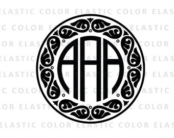 Damask circle monogram frame svg - circle monogram frame file - circle mongram vector svg, eps, dxf, png