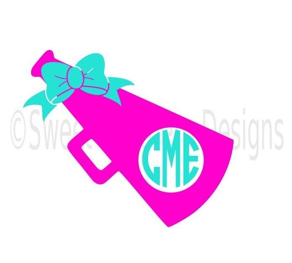 Download Cheer megaphone monogram with bow SVG instant download design