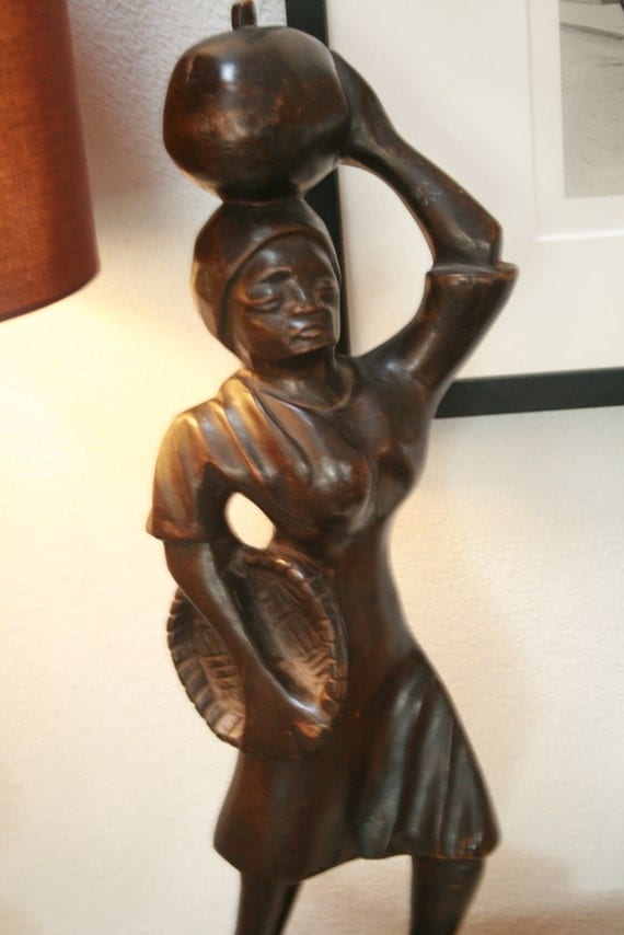 Vintage Handcarved Haitian hand carved wood by TarnishedHaloStudio