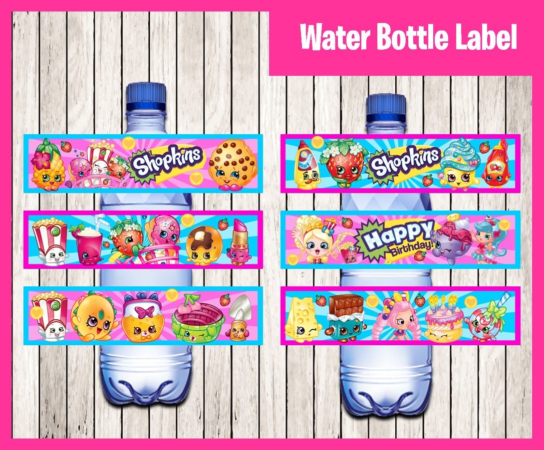 Shopkins Water Bottle Label instant download by printnatyparty