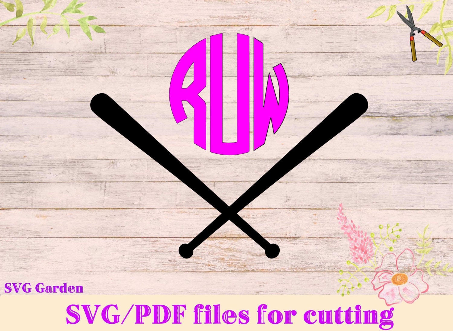 Download Baseball Monogram SVG file Baseball Bats Cutting Files for