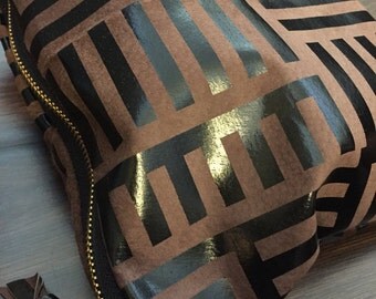 Chocolate tribal leather clutch