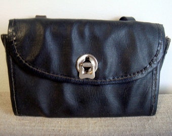 BICYCLE BAG soviet black genuine leather bicycle purse bar belt bag bicycle tool case bike accessory used men sport bag Made in USSR 70s