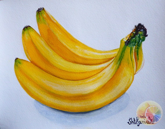 Banana painting 8x10 Acrylic on watercolor paper