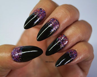 Black glitter ombre stiletto nails Nail designs Nail art