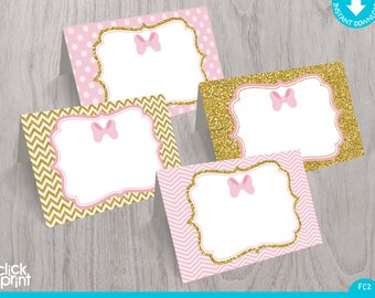 Pink and Gold Print Yourself Food Tent Cards Printable