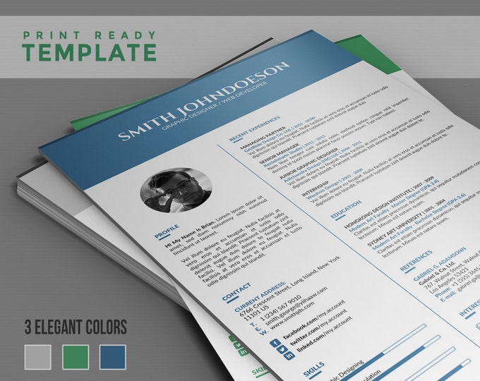 Simple Resume Template Professional Design. Word Resume Template with Cover Letter. Creative, Instant Download | Classic and Clean Resume