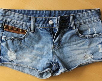 Items similar to Upcycled Silver Jeans Short Skirt on Etsy