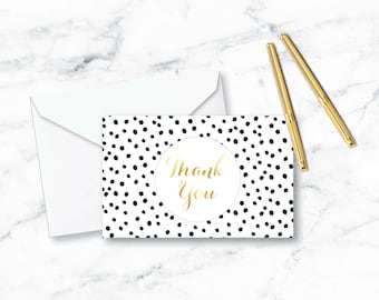 4x6 Dalmatian Dot Thank You Card - Home Decor, Minimalist Poster, Wall Art Print, Printable, Chic, Gold Foil, Fashion, Typography, Office