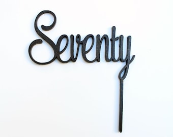 Seventy Cake Topper - 70th Birthday Topper - Birthday Cake Topper - 70 Cake Topper - Wooden Cake Topper - 70th Birthday - 70th Cake Topper