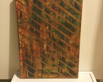 Abstract painting in earth tones and bronze 12x16