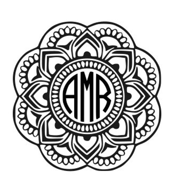 Mandala monogram flower with or with out your 3 by SewWhatNow4