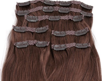 Chestnut Brown: Clip In Human Hair Extensions, Color #6 Chestnut Brown