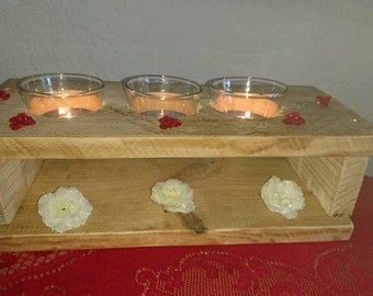 Upcycling tea light holder from Palettehholz with 3 tea light glasses