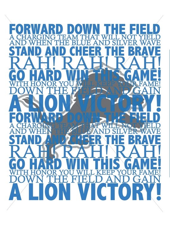Items similar to Detroit Lions Fight song poster digital download on Etsy