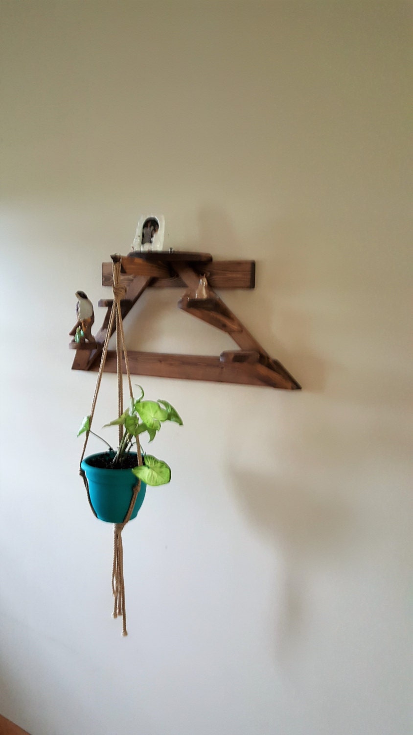 wall mount plant hanger w/shelves by plantstandsplus on Etsy