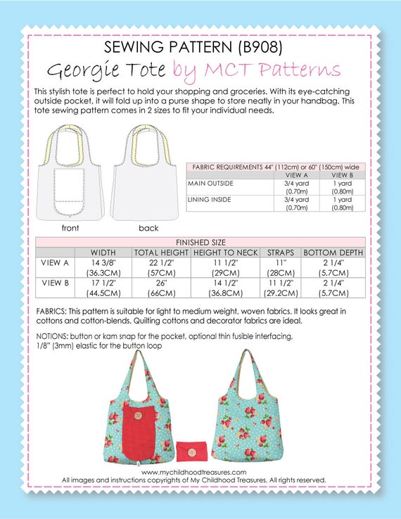 Foldable Tote Bag Pattern, Grocery Bag Pattern, Sewing Pattern PDF, Bag Patterns, Purse Patterns ...