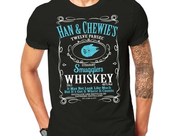 Inspired By Star Wars Han Solo Chewbacca Character Mashup T Shirt Black ScreenPrinted Design All Sizes