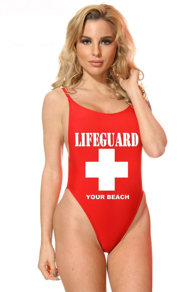 Custom Lifeguard One Piece Swimsuit Red or White Add Your