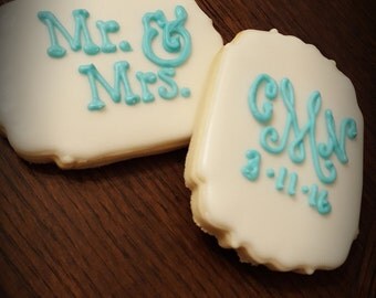 Personalized Monogram Sugar Cookies, Decorated Sugar Cookies, Wedding Favors, Monogram Cookies, Wedding Cookies