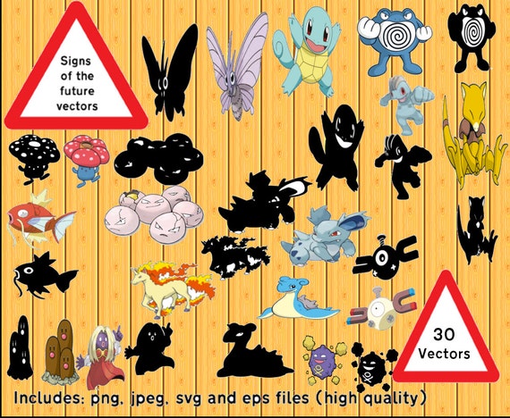 15 First Generation Pokemon Silhouettes and 15 First