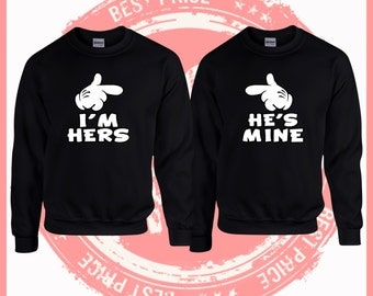 ON SALE TODAY I'm hers he's mine sweatshirts -Mr and Mrs -King and Queen,mr and mrs- couples shirts,weddings gifts-couples costume
